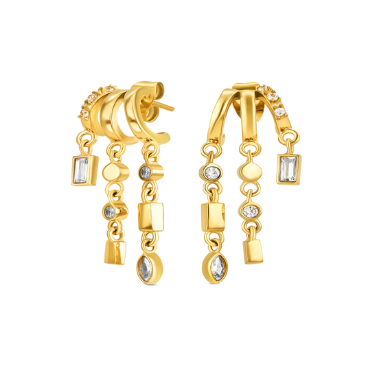 BRINCOS ONE SENHORA DROP CRYSTAL GOLD