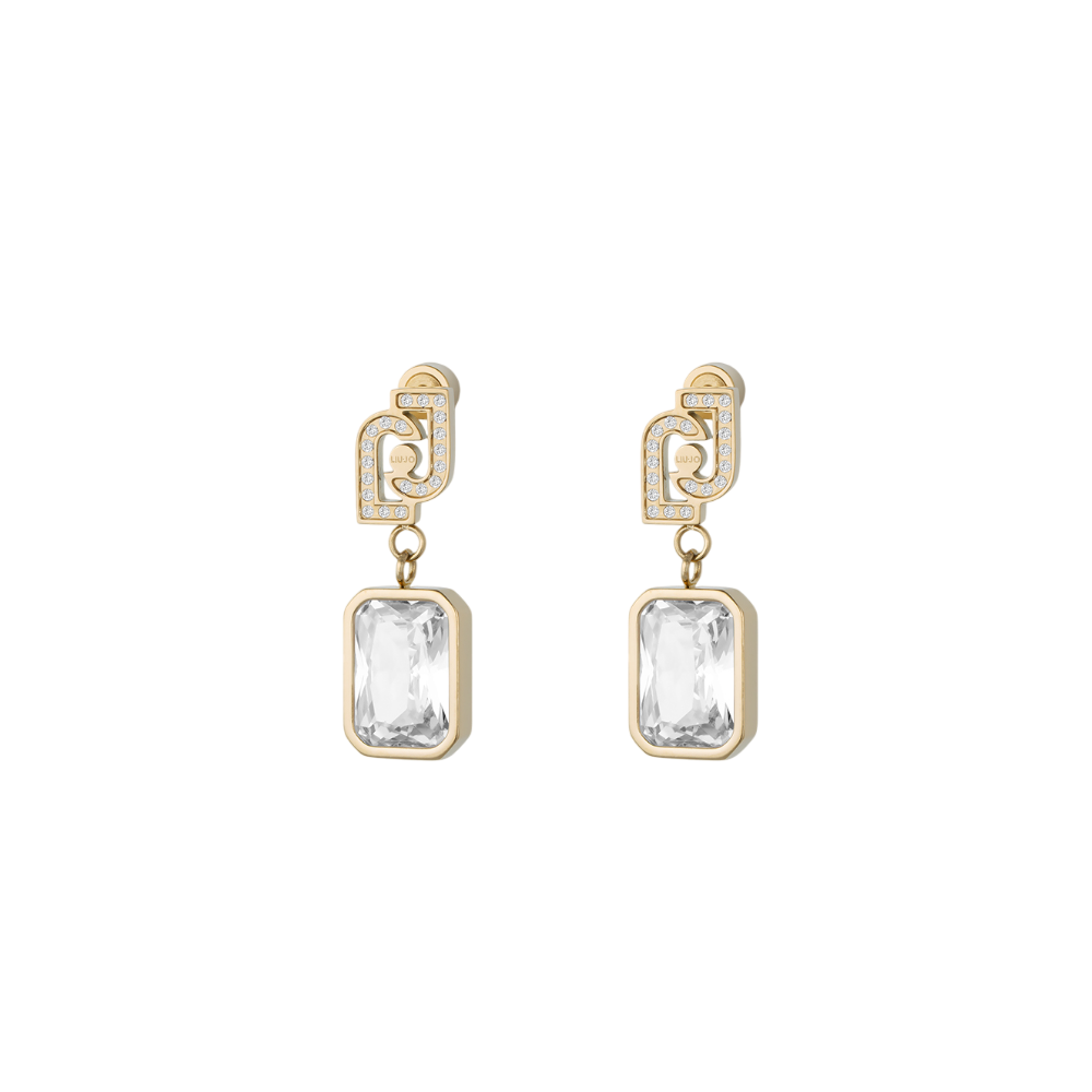 BRINCOS LIU JO EM AÇO DOURADO COM ZIRCÓNIAS