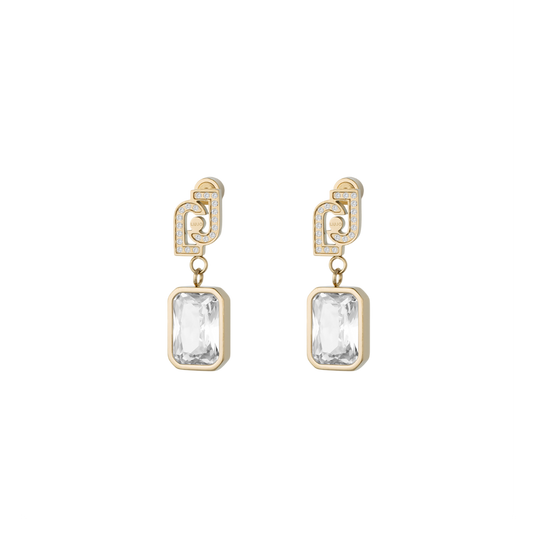 BRINCOS LIU JO EM AÇO DOURADO COM ZIRCÓNIAS