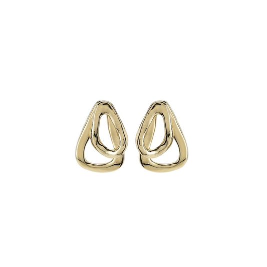 BRINCOS UNODE50 EM METAL 18K GOLD-PLATED