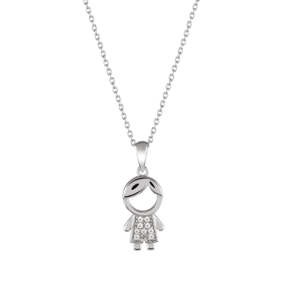 COLAR UNIKE MEANINGFUL BOY EM PRATA 925% COM ZIRCÓNIAS "UK.CL.1110.0002"