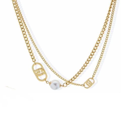 COLAR LIU JO EM AÇO COM PEROLA  LJ2802