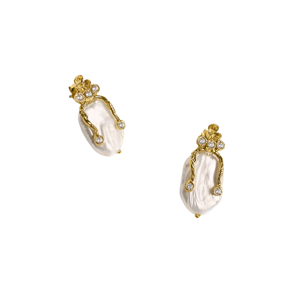 BRINCOS EUGÉNIO CAMPOS EM PRATA 925% COM PÉROLA