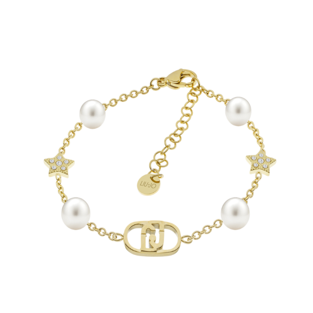PULSEIRA LIU JO EM AÇO DOURADO COM PÉROLAS