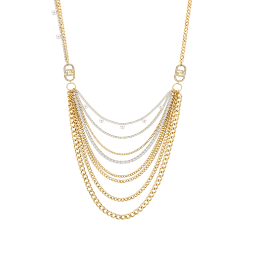 COLAR LIU JO EM AÇO DOURADO COM ZIRCÓNIAS