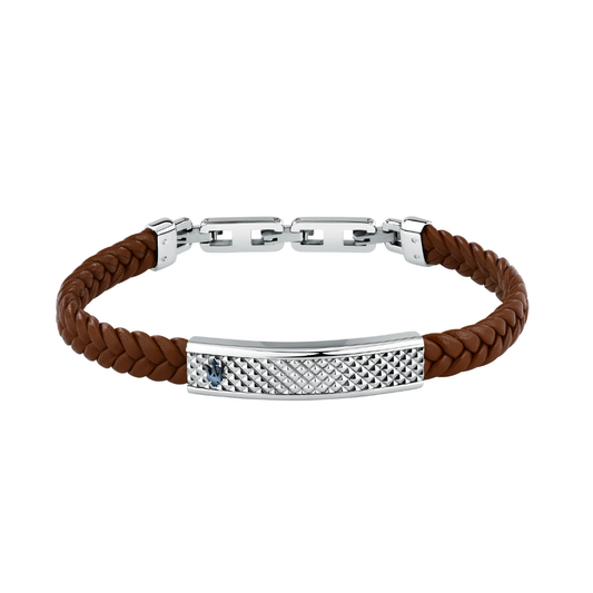 PULSEIRA MASERATI E AÇO E PELE CASTANHO