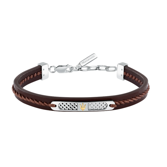 PULSEIRA MASERATI E AÇO E PELE CASTANHO