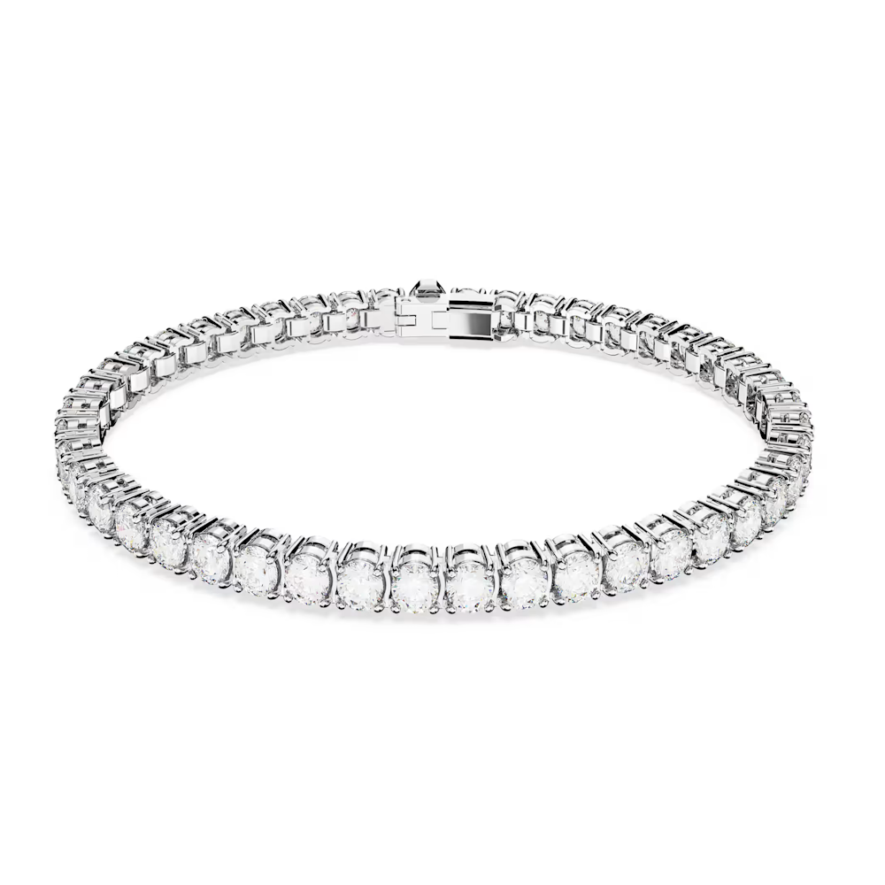 Pulseira Swarovski Matrix M Tennis bracelet, Round cut, White, Rhodium plated