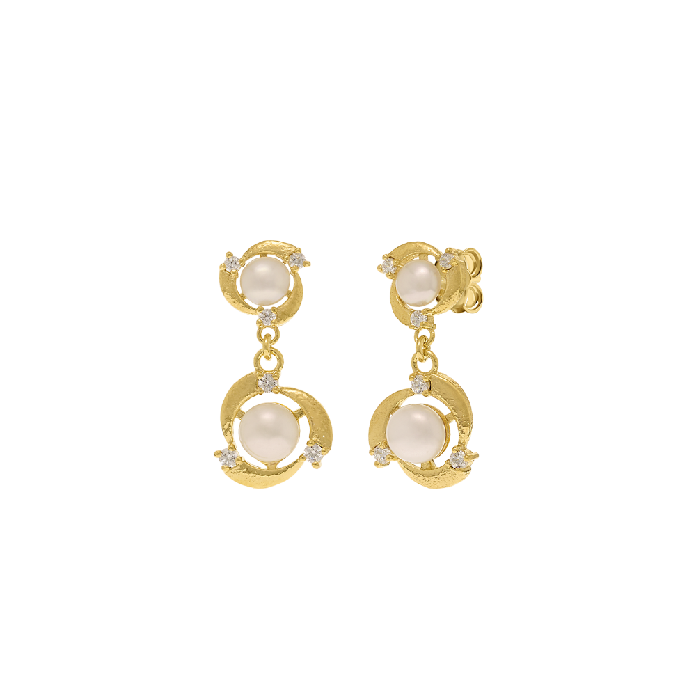 BRINCOS EUGÉNIO CAMPOS LUSH EM PRATA 925% PÉROLAS COM ZIRCÓNIAS