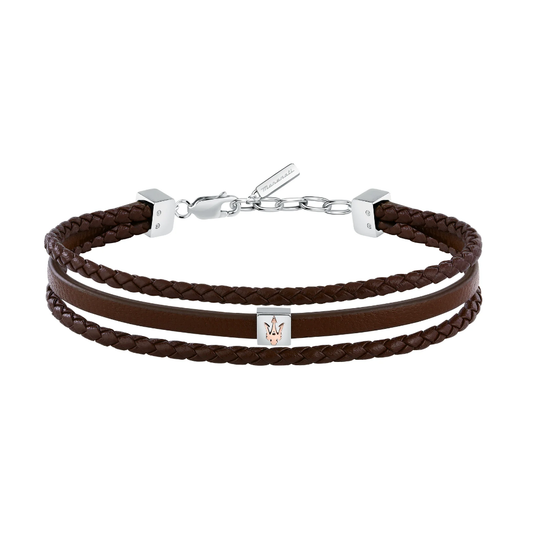 PULSEIRA MASERATI E AÇO E PELE CASTANHO