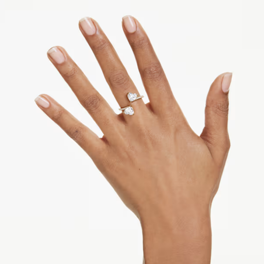 Anel Swarovski Mesmera Lapidação Coração, Pavé, Branco, Lacado a dourado 58
