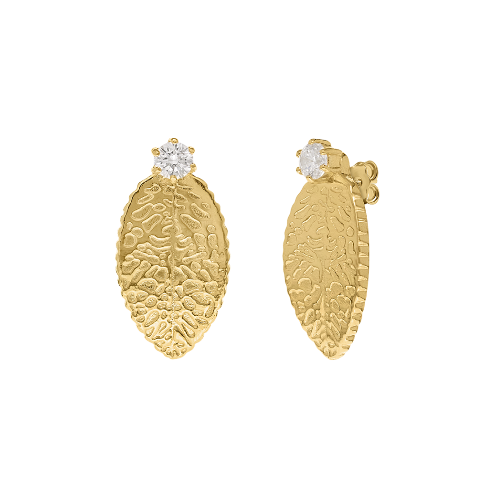 BRINCOS EUGÉNIO CAMPOS EM PRATA 925% DOURADA COM ZIRCÓNIAS