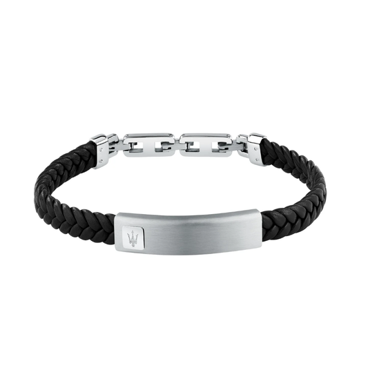PULSEIRA MASERATI E AÇO E PELE PRETO