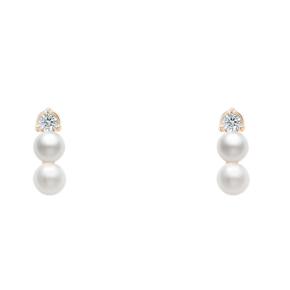 BRINCOS UNIKE PEARLS EM PRATA 925% DOURADA COM ZIRCÓNIAS "UK.BR.1204.0153"