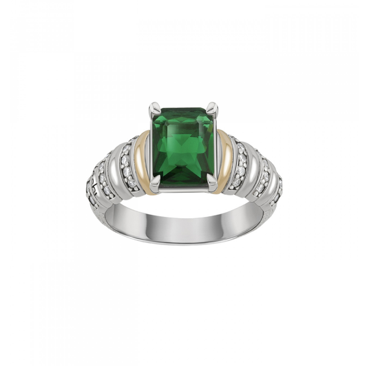 ANEL TASHI COTE D'AZUR VERDE ESMERALDA EM PRATA 925 E OURO 375 T16