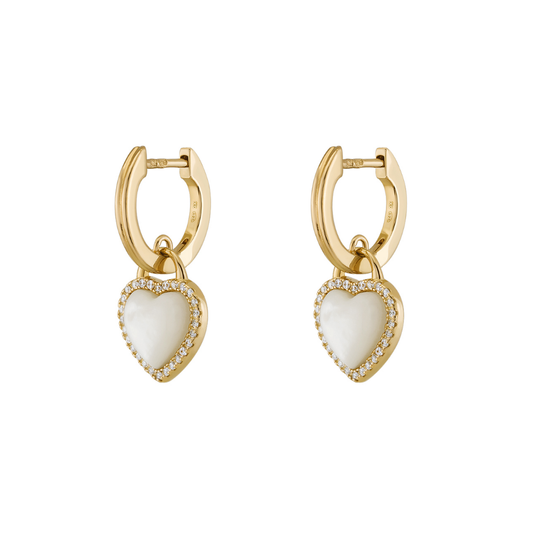 BRINCOS UNIKE HEART MOTHER OF PEARL GOLD