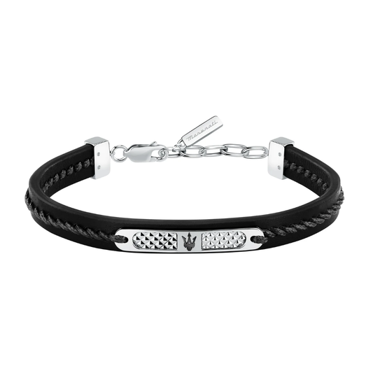PULSEIRA MASERATI E AÇO E PELE PRETO