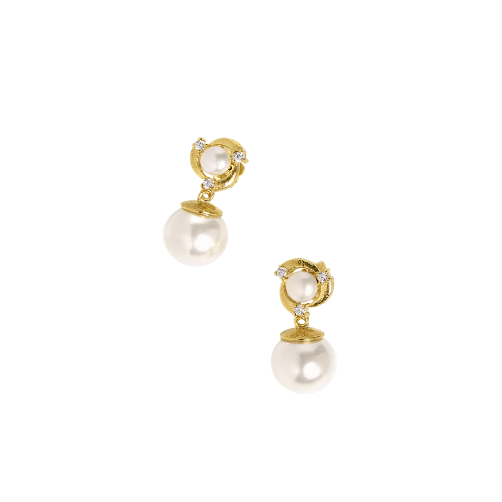 BRINCOS EUGÉNBIO CAMPOS EM PRATA 925% LUSH IICOM PÉROLAS E  ZIRCÓNIAS