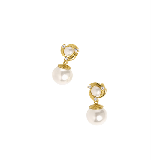 BRINCOS EUGÉNBIO CAMPOS EM PRATA 925% LUSH IICOM PÉROLAS E  ZIRCÓNIAS