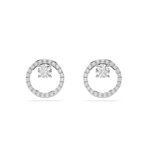 Brincos Swarovski stud Constella Lapidação redonda, Branco, Lacado a ródio