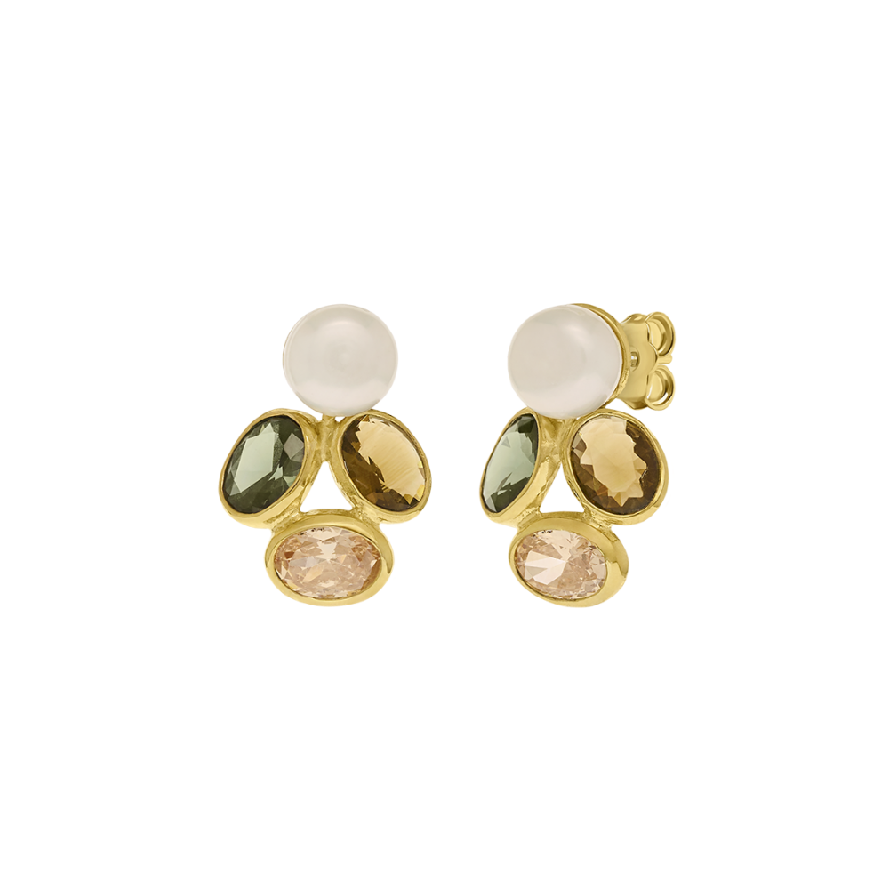 BRINCOS EUGÉNIO CAMPOS EVERGREEN EM PRATA 925% DOURADA