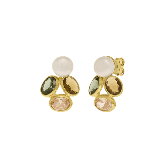 BRINCOS EUGÉNIO CAMPOS EVERGREEN EM PRATA 925% DOURADA