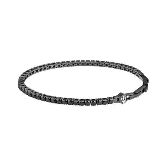 PULSEIRA MASERATI EM AÇO PRETO COM ZIRCÓNIAS