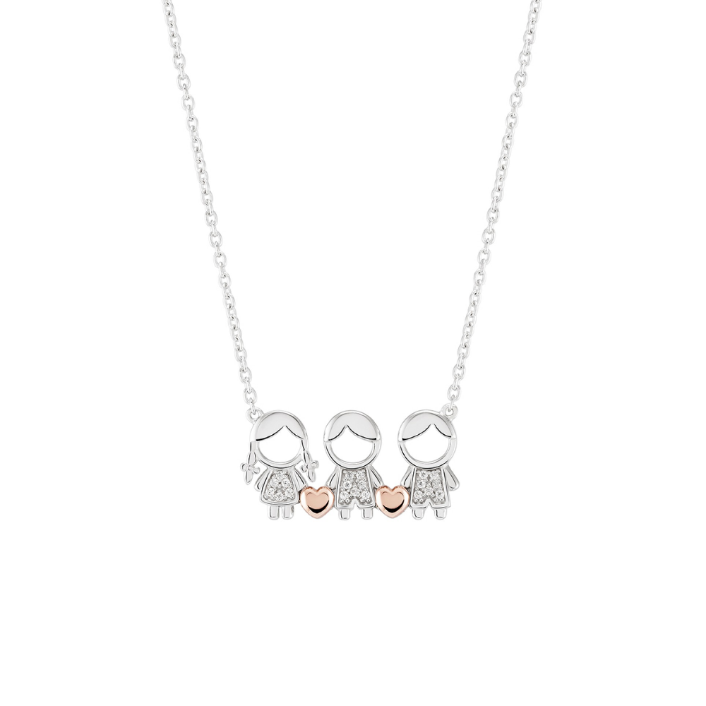 COLAR UNIKE GIRL & DOUBLE BOY EM PRATA 925% COM ZIRCÓNIAS "UK.CL.1110.0012"