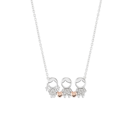 COLAR UNIKE GIRL & DOUBLE BOY EM PRATA 925% COM ZIRCÓNIAS "UK.CL.1110.0012"