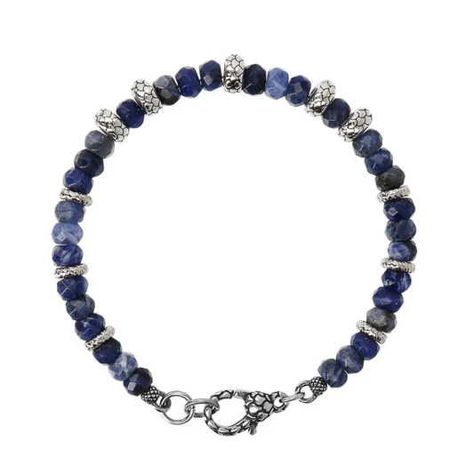 PULSEIRA ALBERT.M EM PRATA 925 COM PEDRAS SODALITE 4.10GR