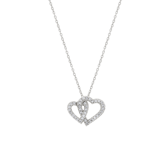 COLAR UNIKE MEANINGFUL HEART II EM PRATA 925% COM ZIRCÓNIAS "UK.CL.1204.0016"