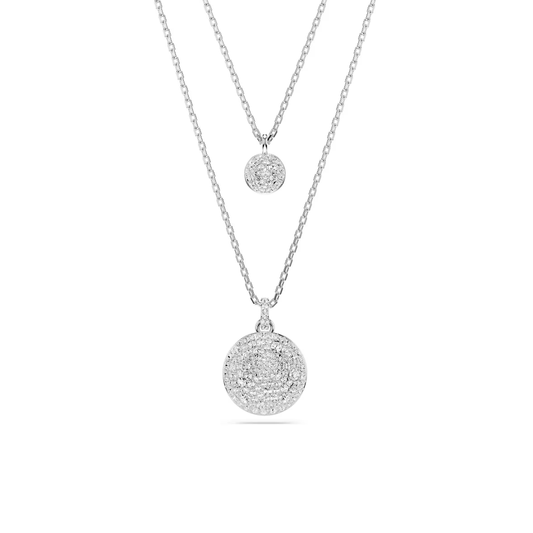 Colar duplo Swarovski layered Sublima Branco, Lacado a ródio