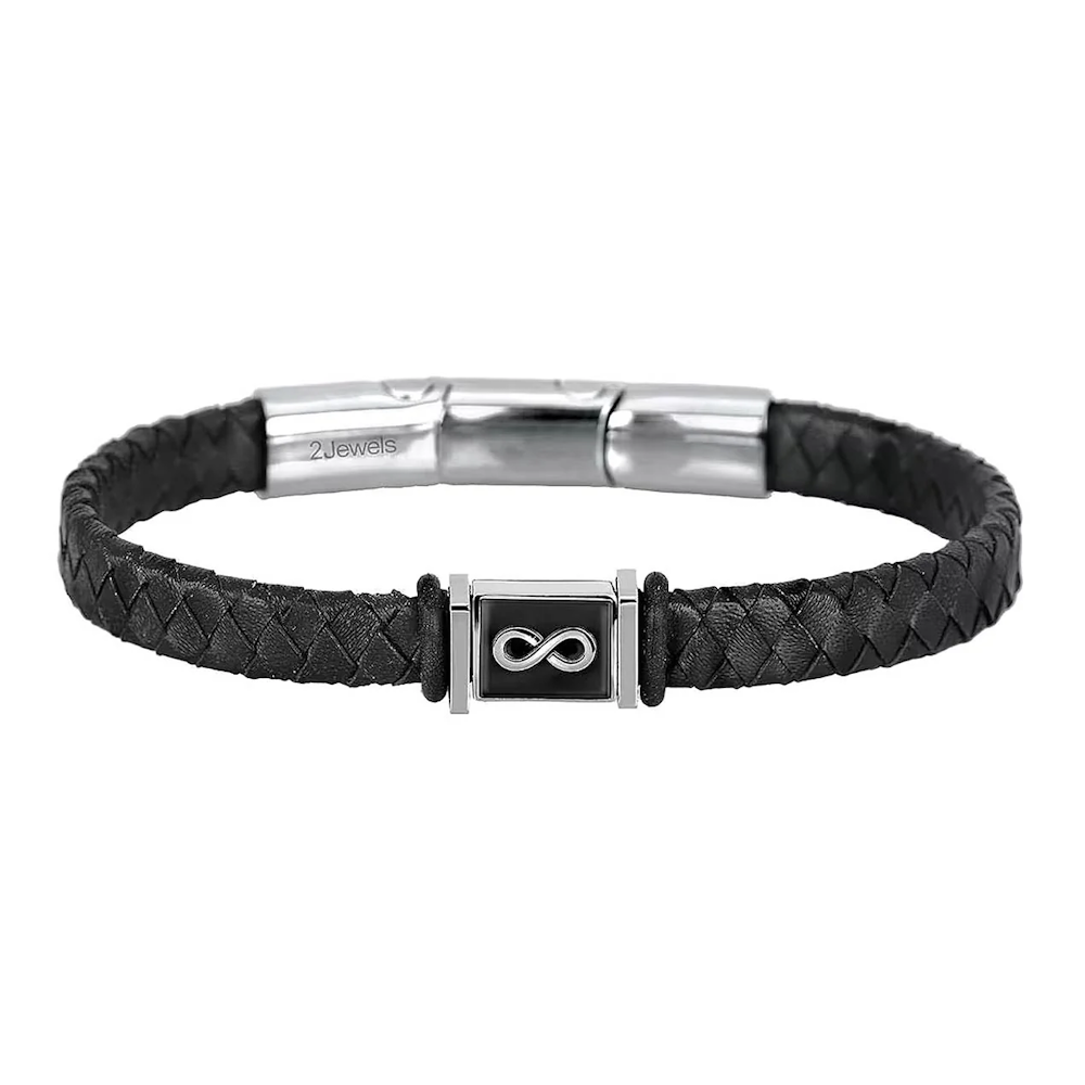 PULSEIRA 2JEWELS EM AÇO E PELE INFINITO