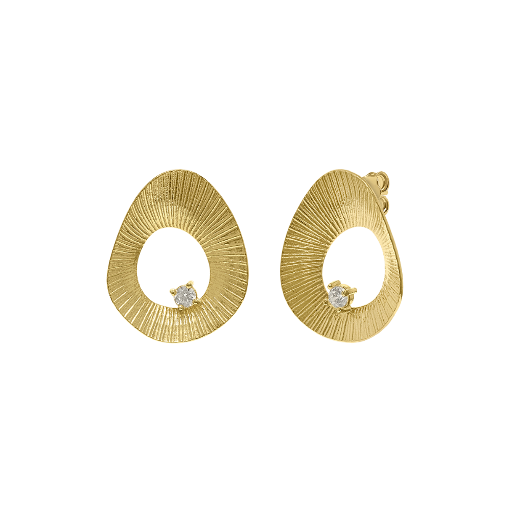 BRINCOS EUGENIO CAMPOS EM PRATA DOURADA 925% C ZIRCONIA