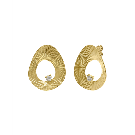 BRINCOS EUGENIO CAMPOS EM PRATA DOURADA 925% C ZIRCONIA