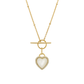 COLAR UNIKE HEART MOTHER OF PEARL GOLD PRATA 925% C/ ZIRCONIAS E MADREPEROLA
