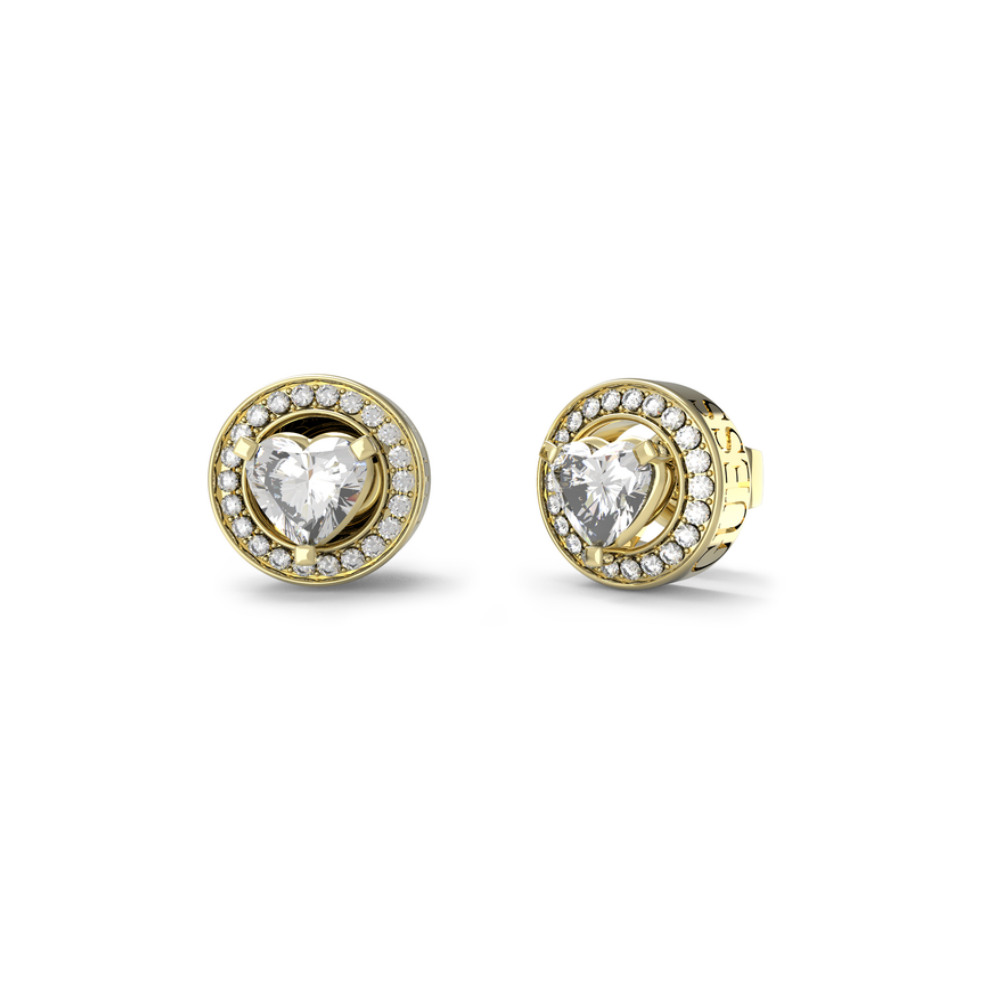 BRINCOS GUESS EM AÇO DOURADO COM ZIRCÓNIAS