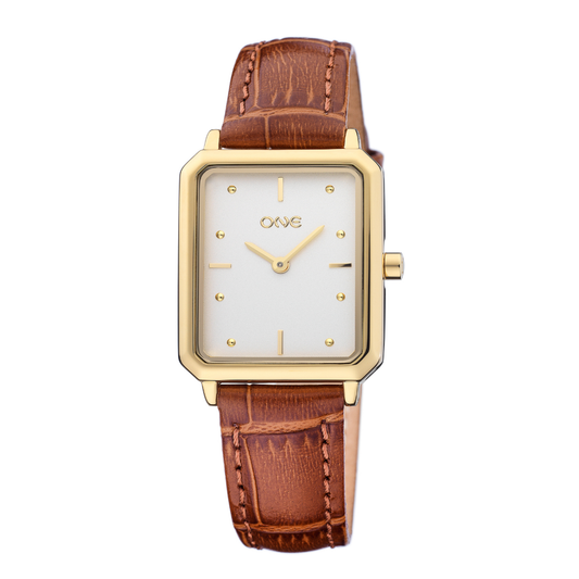 RELOGIO ONE SENHORA DARE GOLD LEATHER BROWN