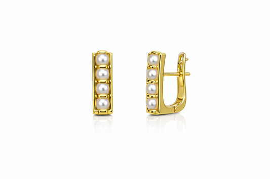 BRINCOS EM OURO 19,2K C/ PEROLAS