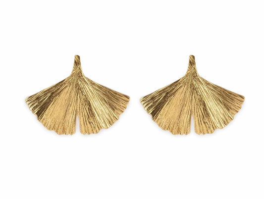 BRINCOS SARA SOUSA PINTO EM PRATA 925 DOURADA FOLHA 3CM