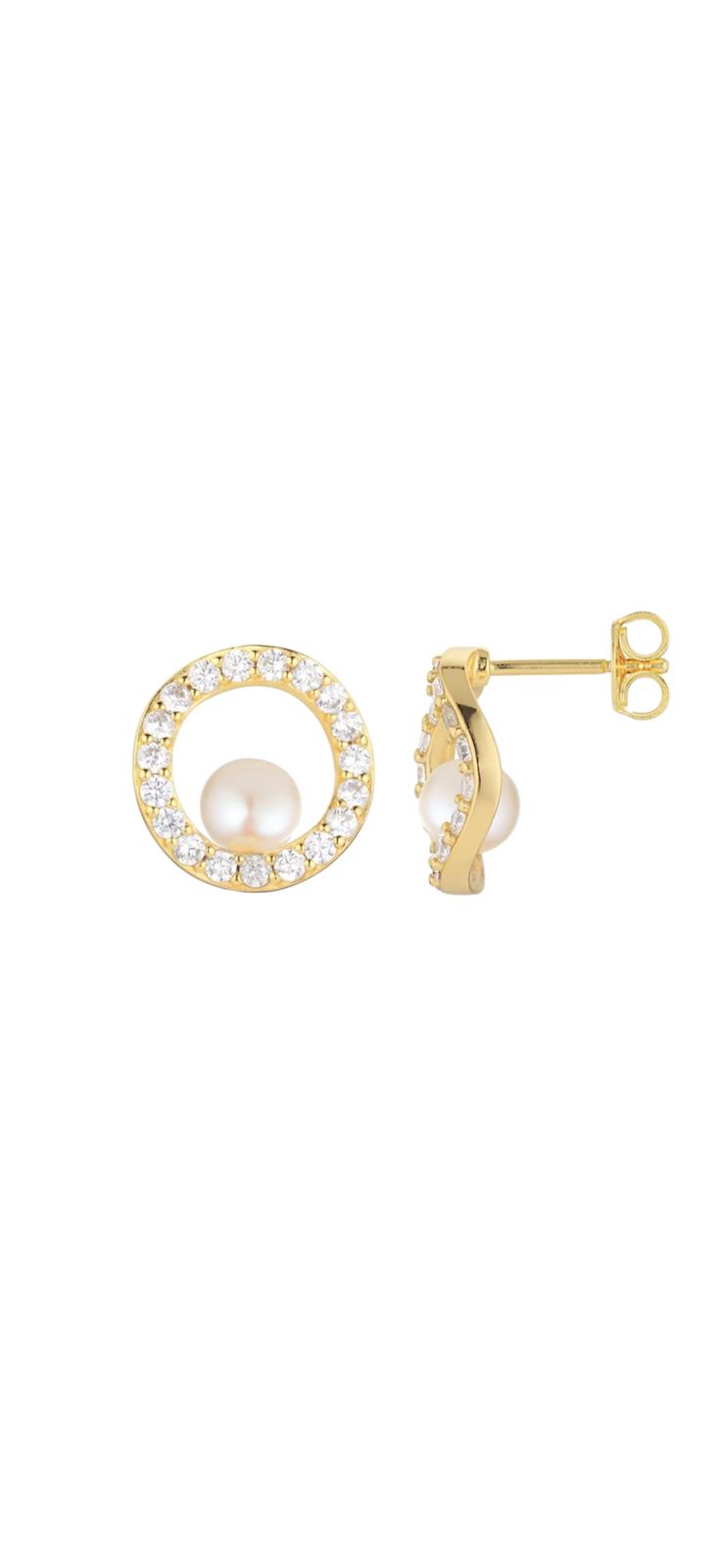 PULSEIRA  EM PRATA 925% DOURADA  C/ ZIRCONIAS E PEROLA