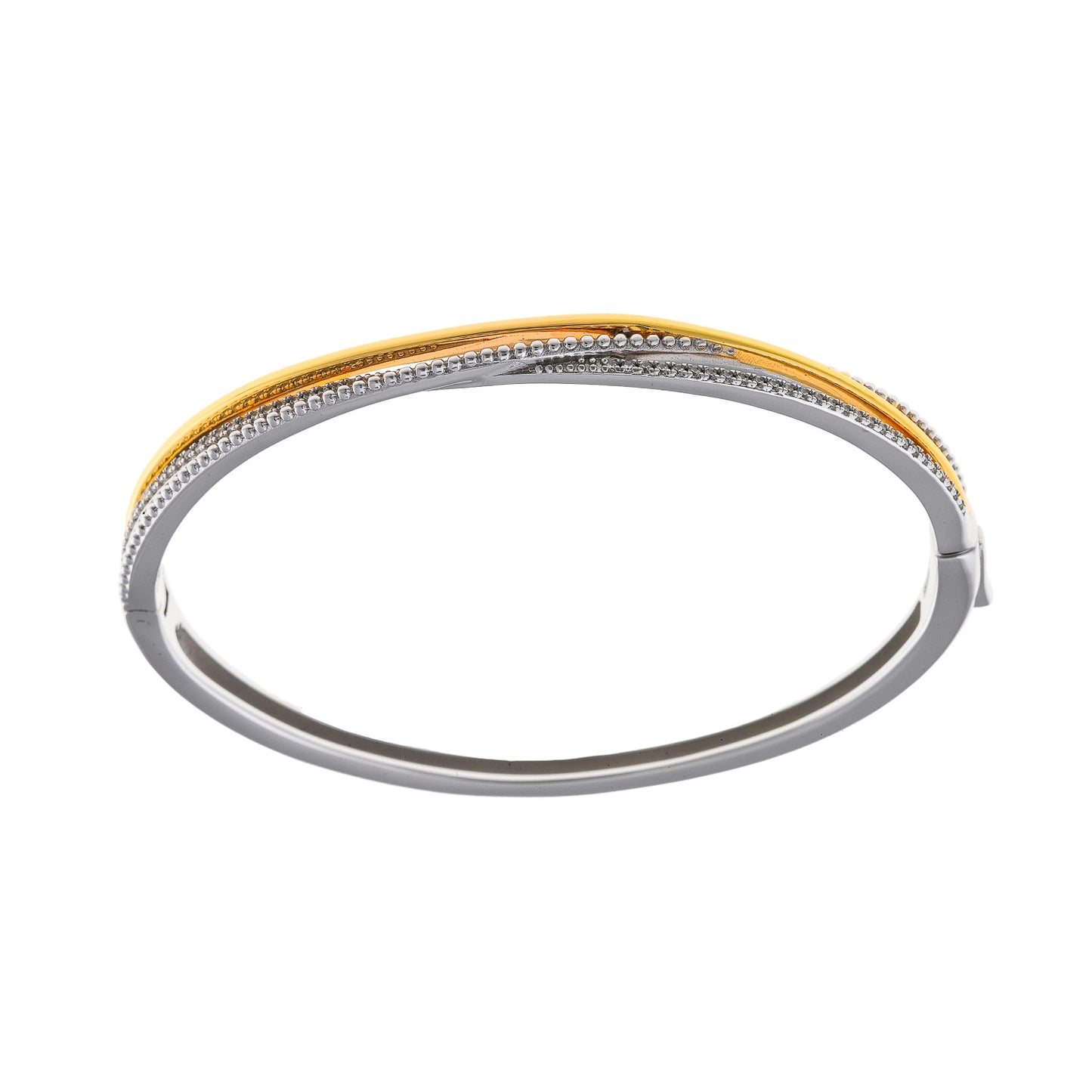 PULSEIRA ( ESCRAVA ) SALVATORE PRATA 925% BICOLOR C/ ZIRCONIAS