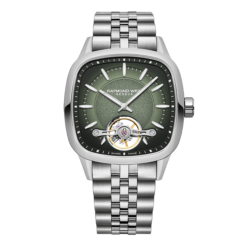 RELOGIO RAYMOND WEIL FREELANCER H AÇO MST. VERDE N: SÉRIE  E009627