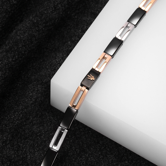 PULSEIRA MASERATI AÇO E CERAMICA + PVD ROSE GOLD