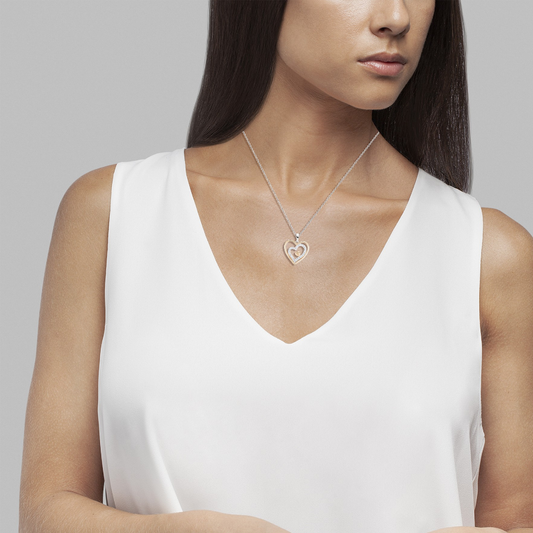 COLAR UNIKE EM PRATA 925% LOVE IN ROSE THREE HEARTS COM ZIRCÓNIAS