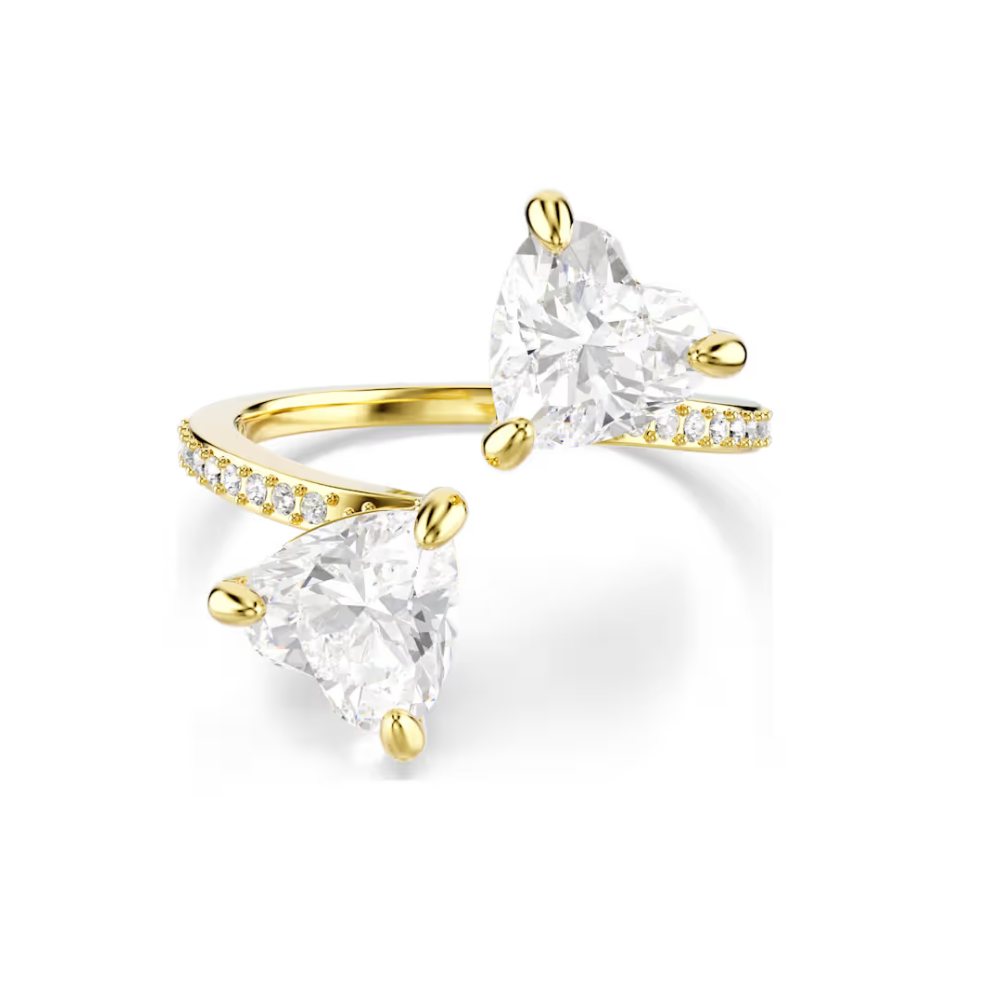 Anel Swarovski Mesmera Lapidação Coração, Pavé, Branco, Lacado a dourado 58
