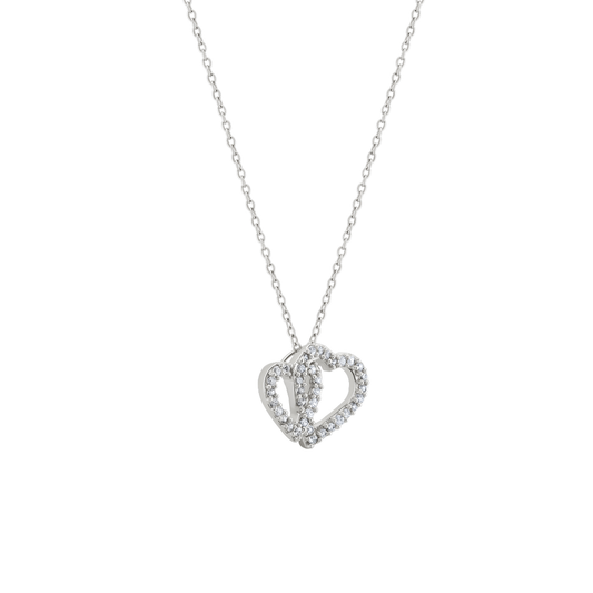 COLAR UNIKE MEANINGFUL HEART II EM PRATA 925% COM ZIRCÓNIAS "UK.CL.1204.0016"