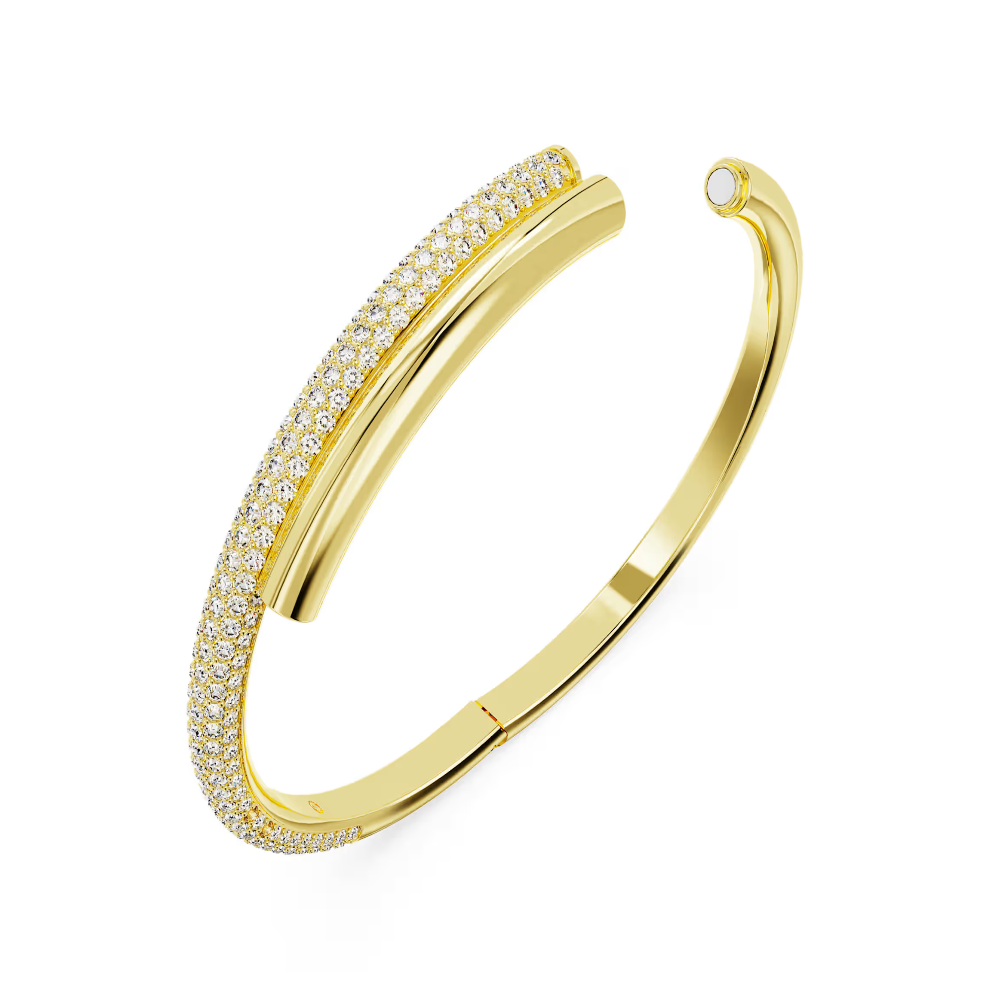 Bracelete Swarovski Dextera Fecho magnético, Branca, Lacado a dourado