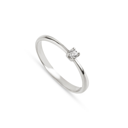 ANEL SOLITÁRIO EM OURO COM ZIRCÓNIAS