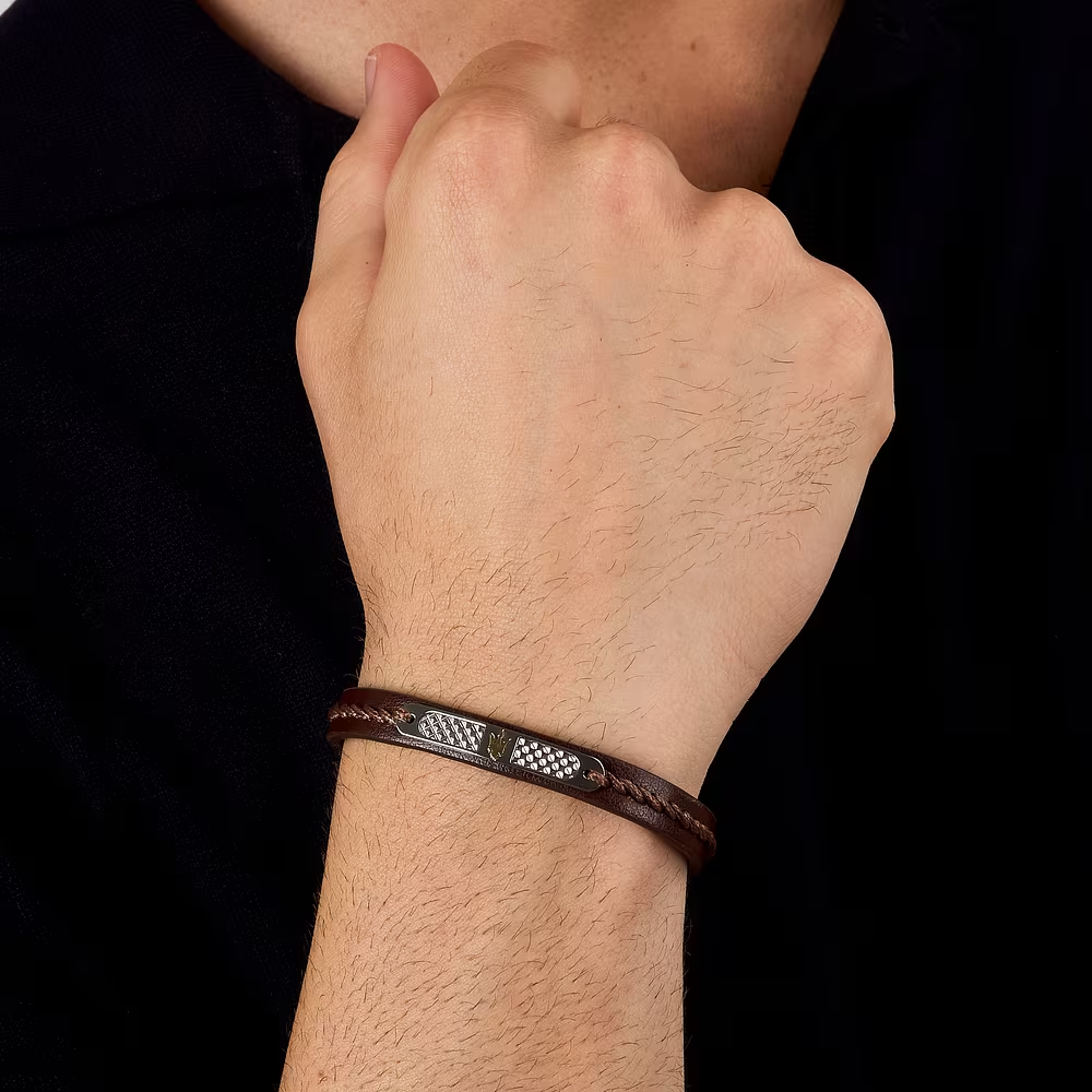 PULSEIRA MASERATI E AÇO E PELE CASTANHO